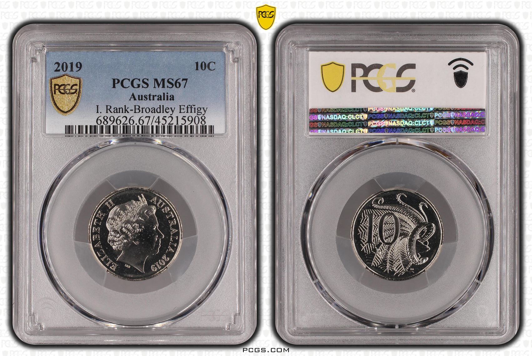 2019 Australia Ten Cent, 10c I. Rank-Broadley Effigy PCGS - MS67 -908