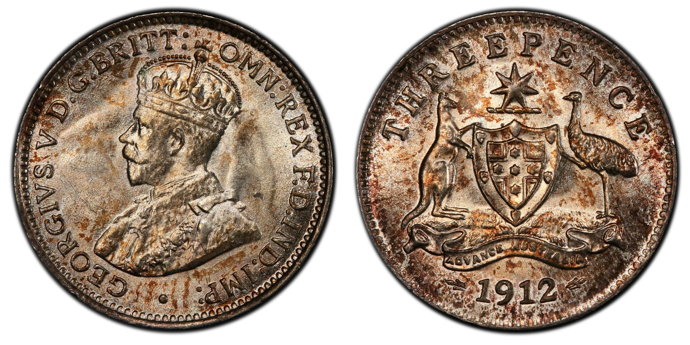 George V, Threepence, 1912, PCGS MS64