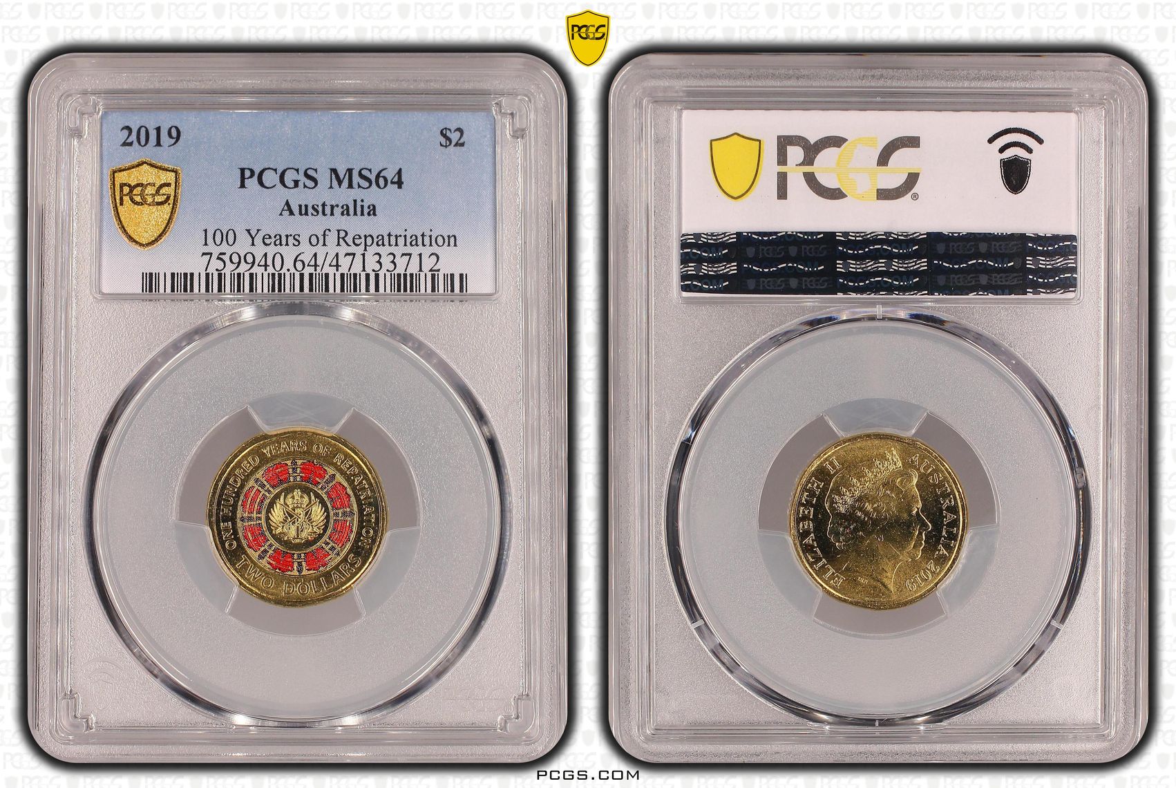 Elizabeth II, 100 Years of Repatriation - Colorized, Two Dollar, 2019, PCGS MS64