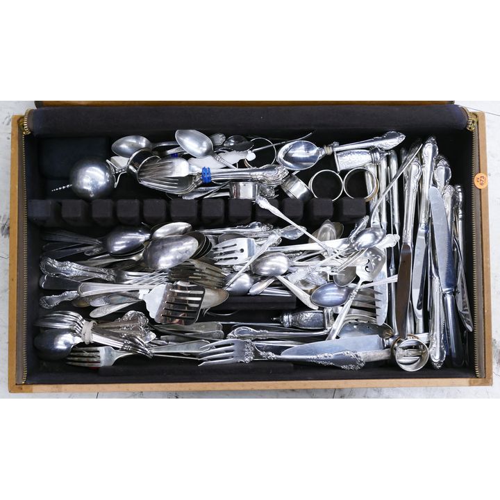 Silver Chest with Antique SIlverplate Flatware