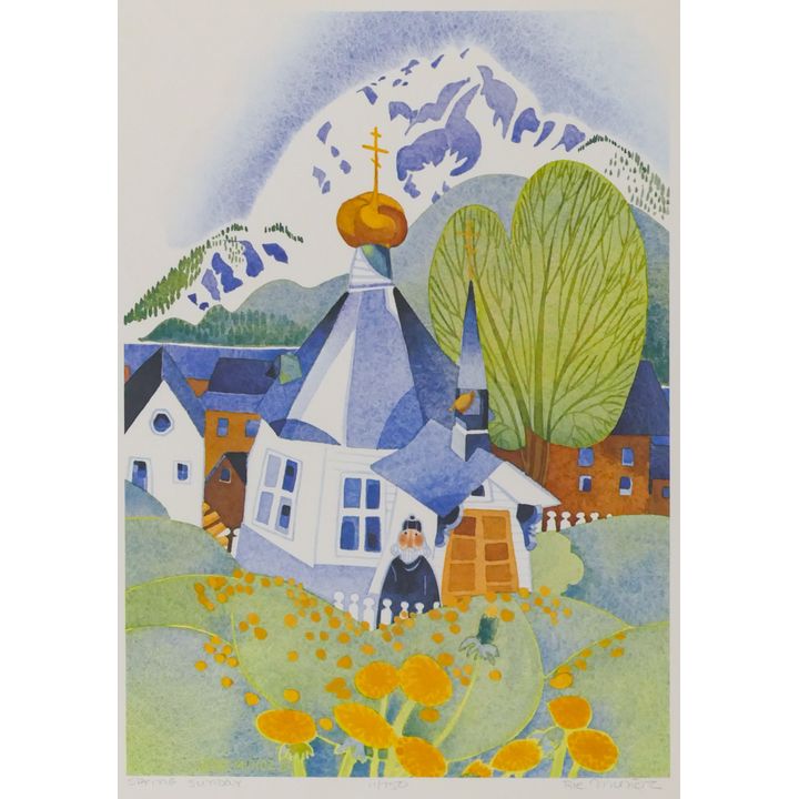 Rie Munoz ''Spring Sunday'' 1985 Signed Print 15'' x 12'' Sheet.