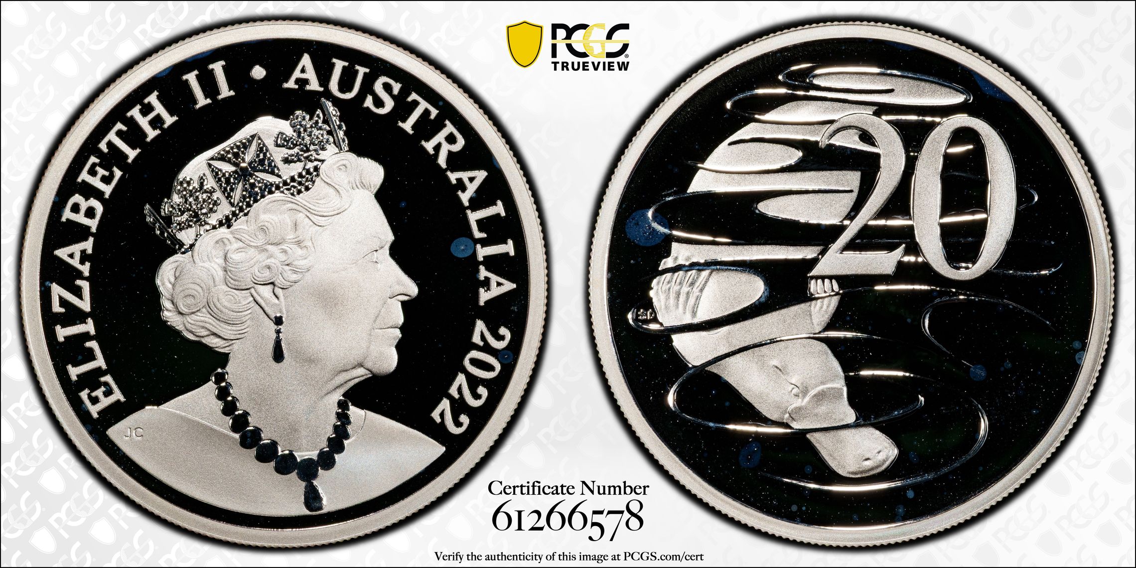Silver, Twenty Cent, 2022, PCGS PR69DCAM