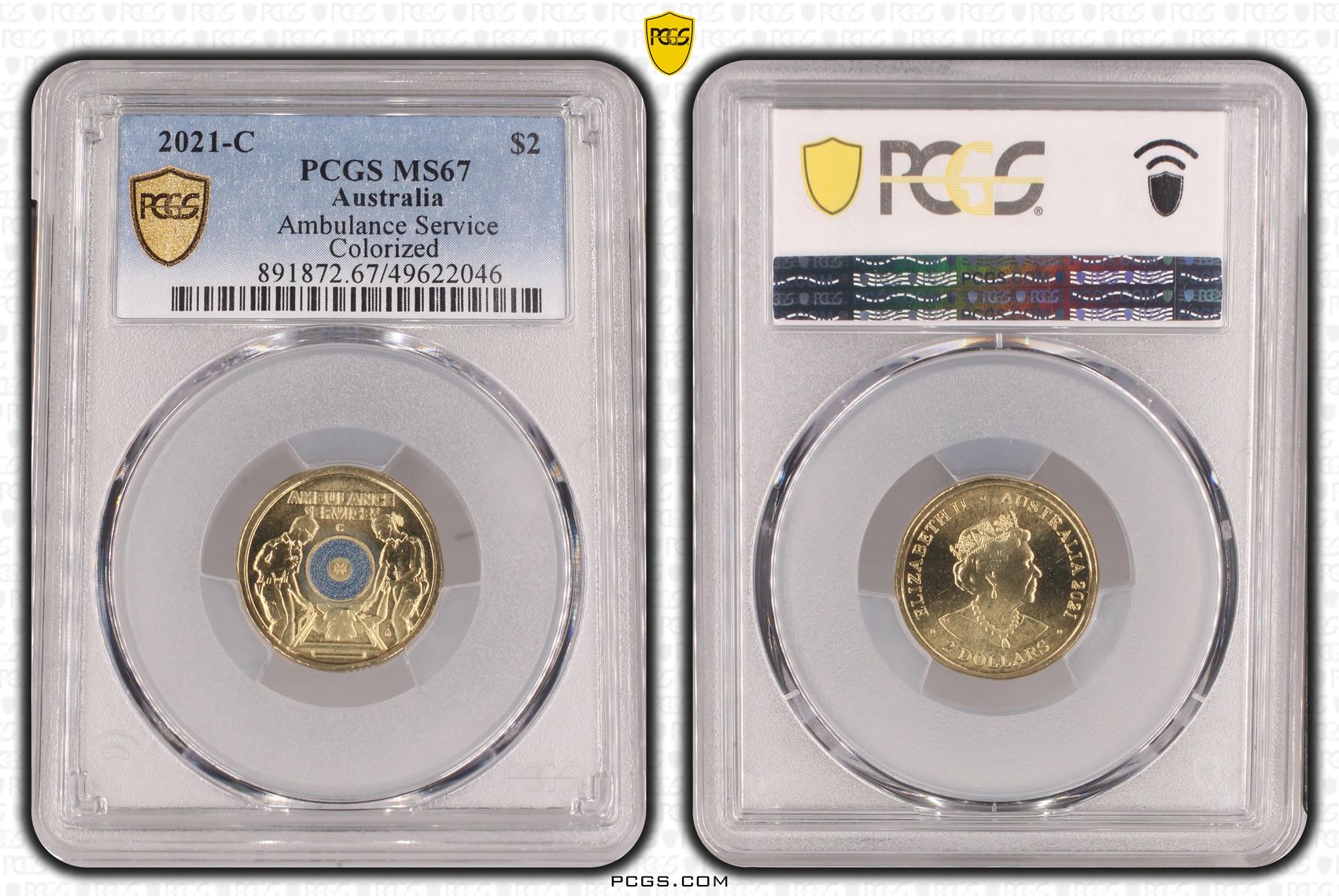 482 · Ambulance Service - Colorized , Two Dollar, 2021-C, PCGS MS67