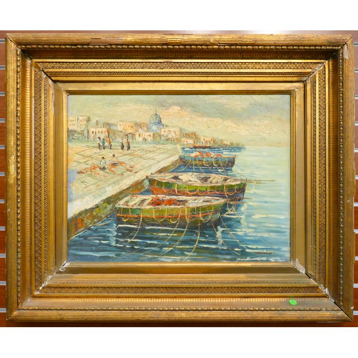 Signed Marino Italian Impressionist Oil on Canvas Framed 30''x36''
