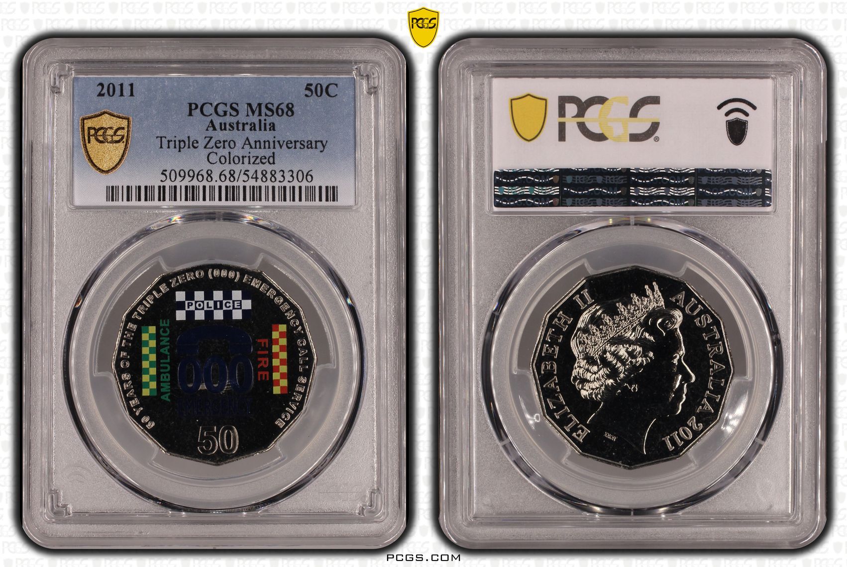 Triple Zero Anniversary Colorized, Fifty Cent, 2011, PCGS MS68