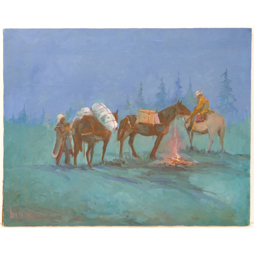 Gene Amondson ''Preparing to Ride'' Oil on Canvas 24''x30''