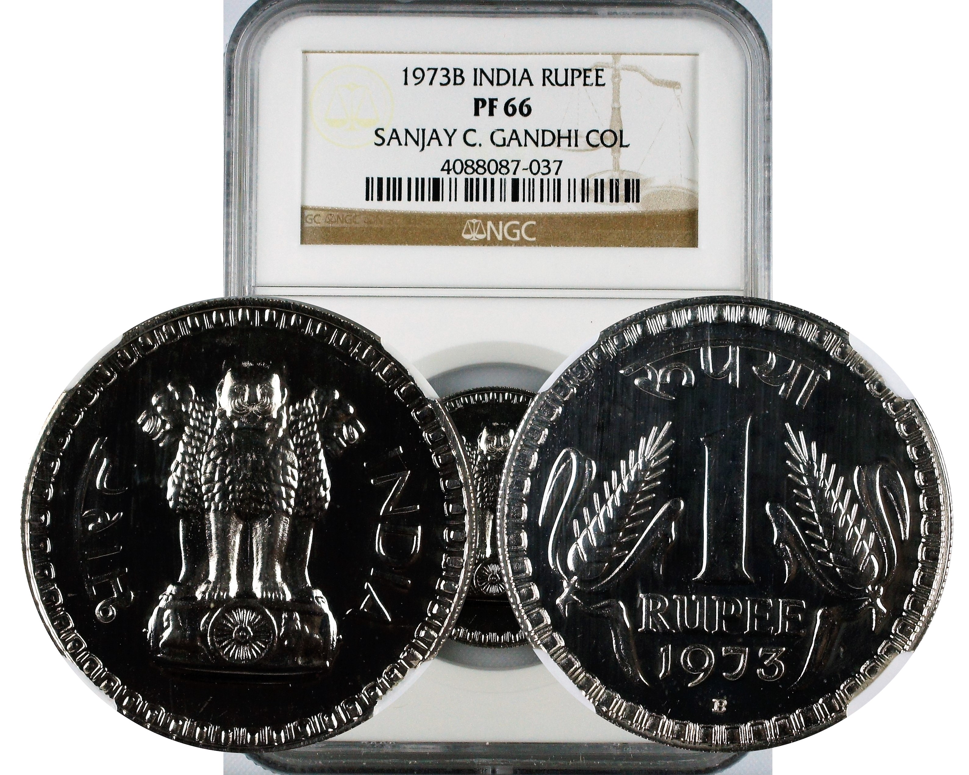 India Republic 1973B Proof Rupee NGC PF66