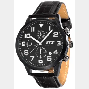 GTS Interlaken Men s Leather Black Chrono S Wrist Watch Tradition |