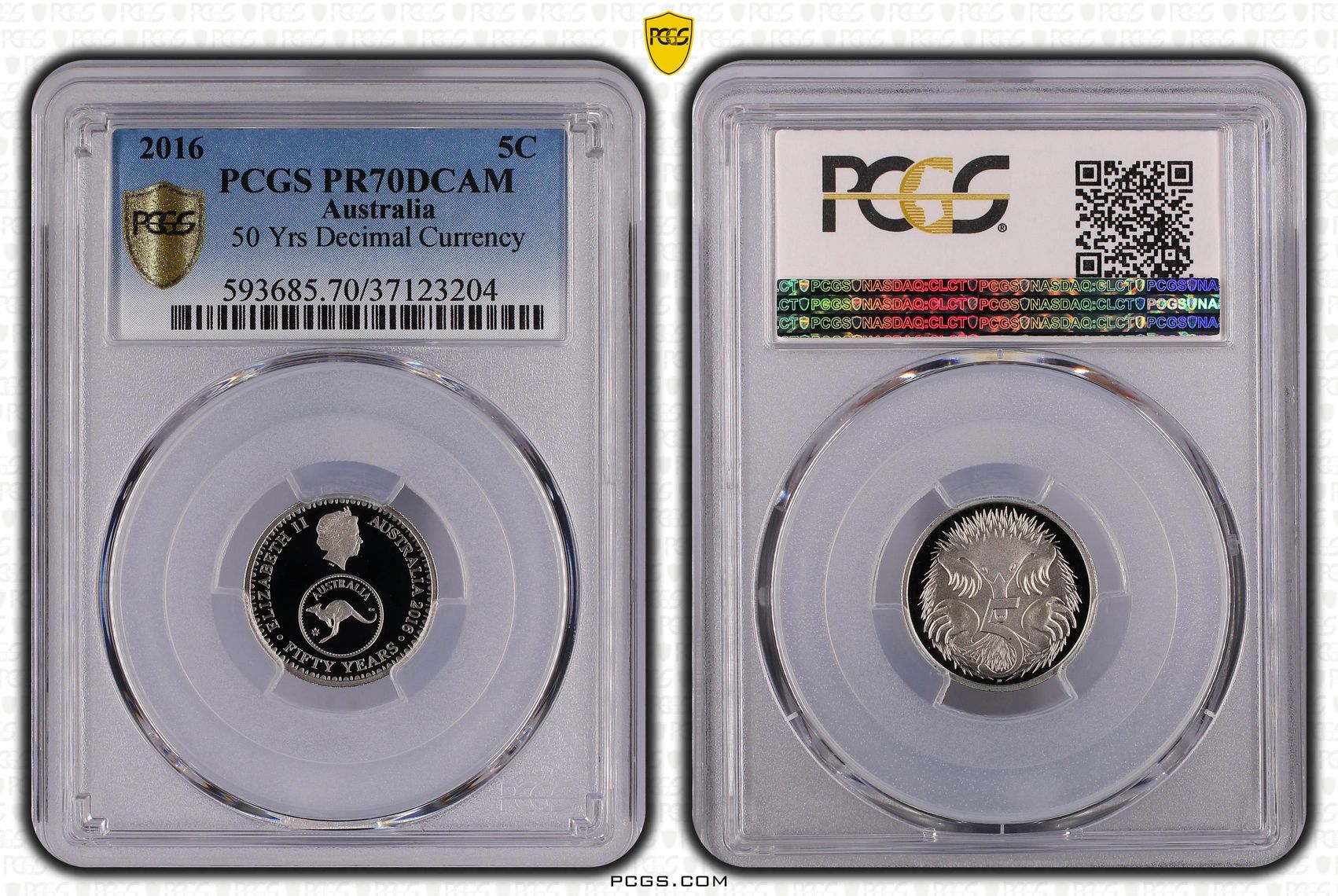 96 · 2016 Australian Five Cent, 5c Proof 50 Yrs Decimal Currency PCGS - PR70DCAM POP 122/0 -204