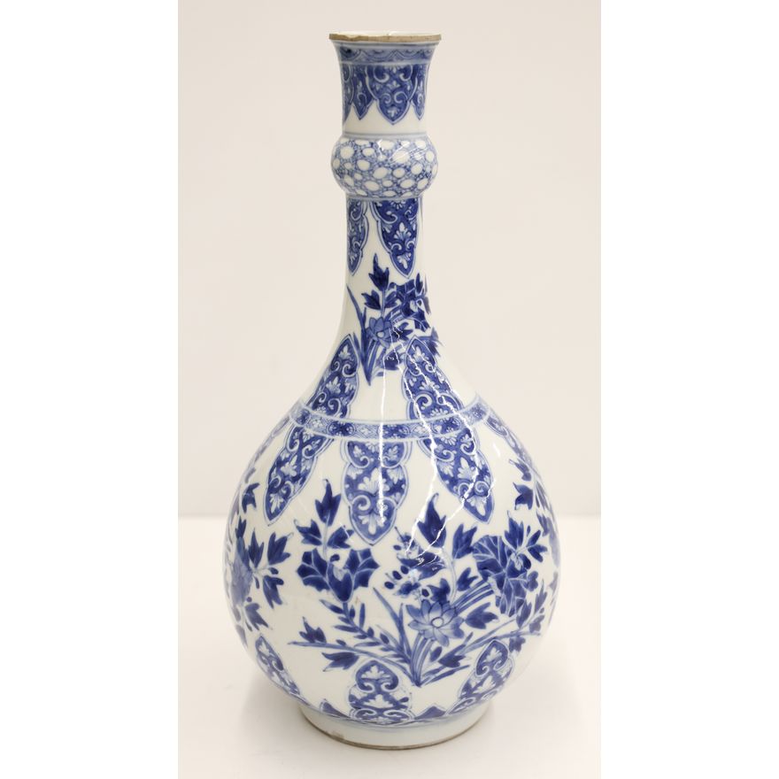 Chinese Kangxi Blue & White Bottle Vase