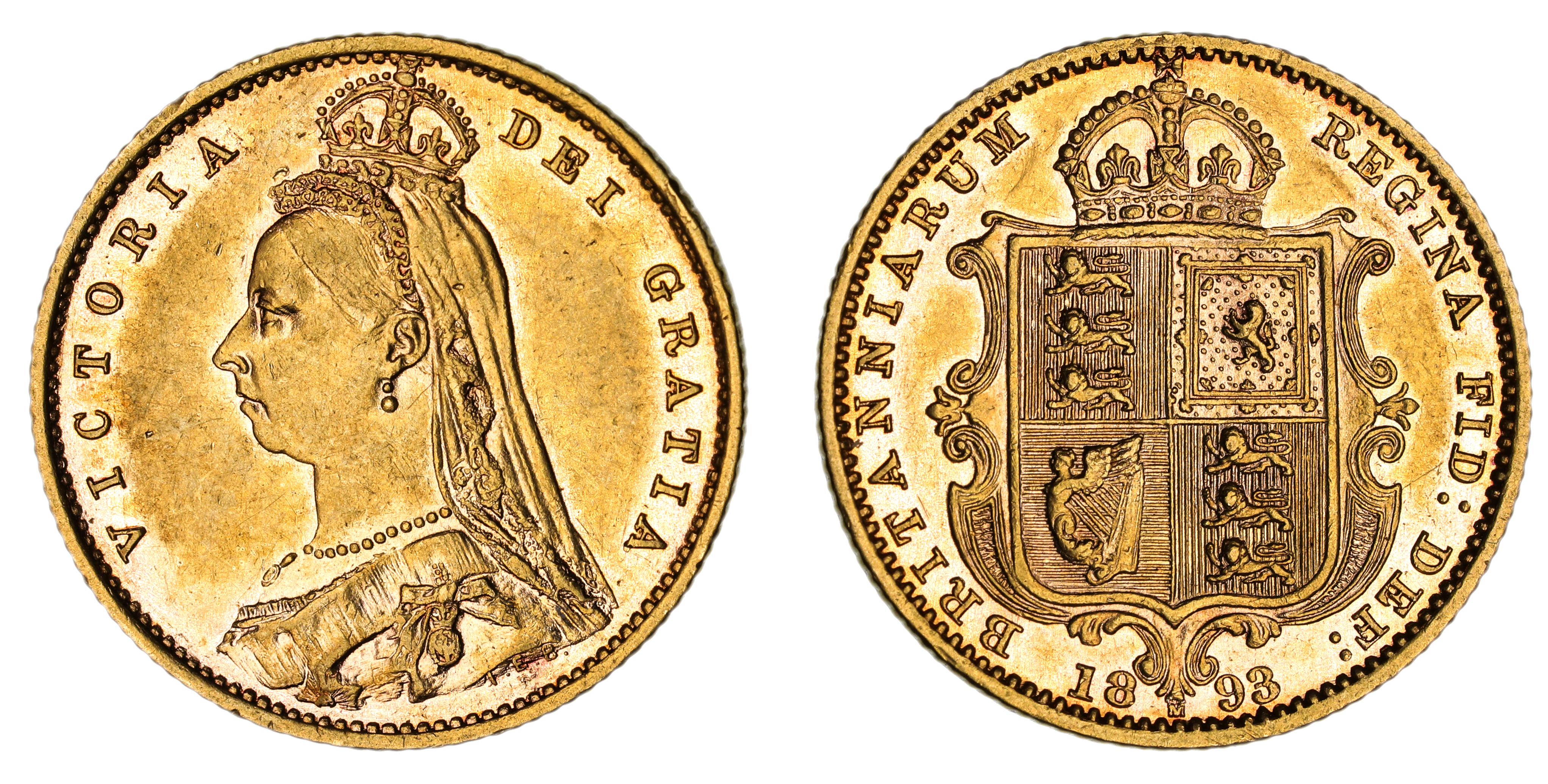 Victoria, Shield Reverse - Melbourne Mint - Jubilee, Half Sovereign, 1893, EF