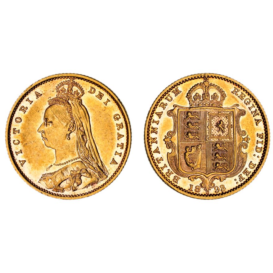 Victoria, Shield Reverse - Melbourne Mint - Jubilee, Half Sovereign, 1893, EF