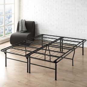BEST PRICE MATTRESS QUEEN BED FRAME - 18 INCH METAL PLATFORM BEDS W/HEAVY DUTY STEEL SLAT MATTRESS FOUNDATION (NO BOX SPRING NEEDE