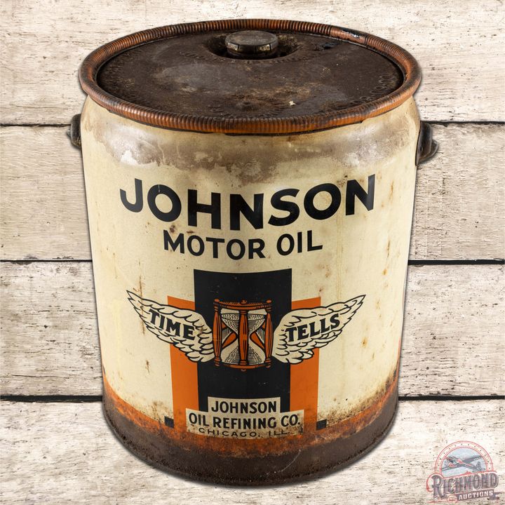 Johnson Motor Oil 5 Gallon Metal Can w/ Logo