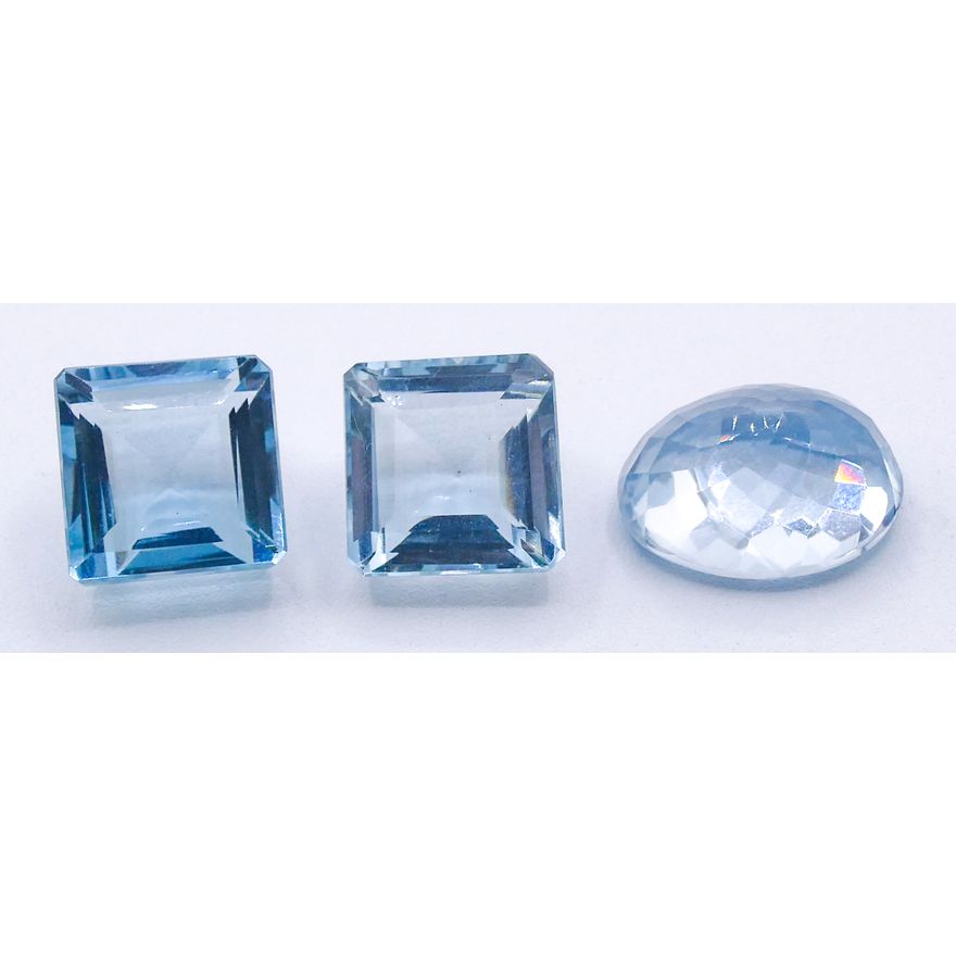 3pc Aquamarine Assorted Gemstones 22.3ct, 25.1ct, & 27.75ct