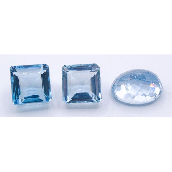 3pc Aquamarine Assorted Gemstones 22.3ct, 25.1ct, & 27.75ct