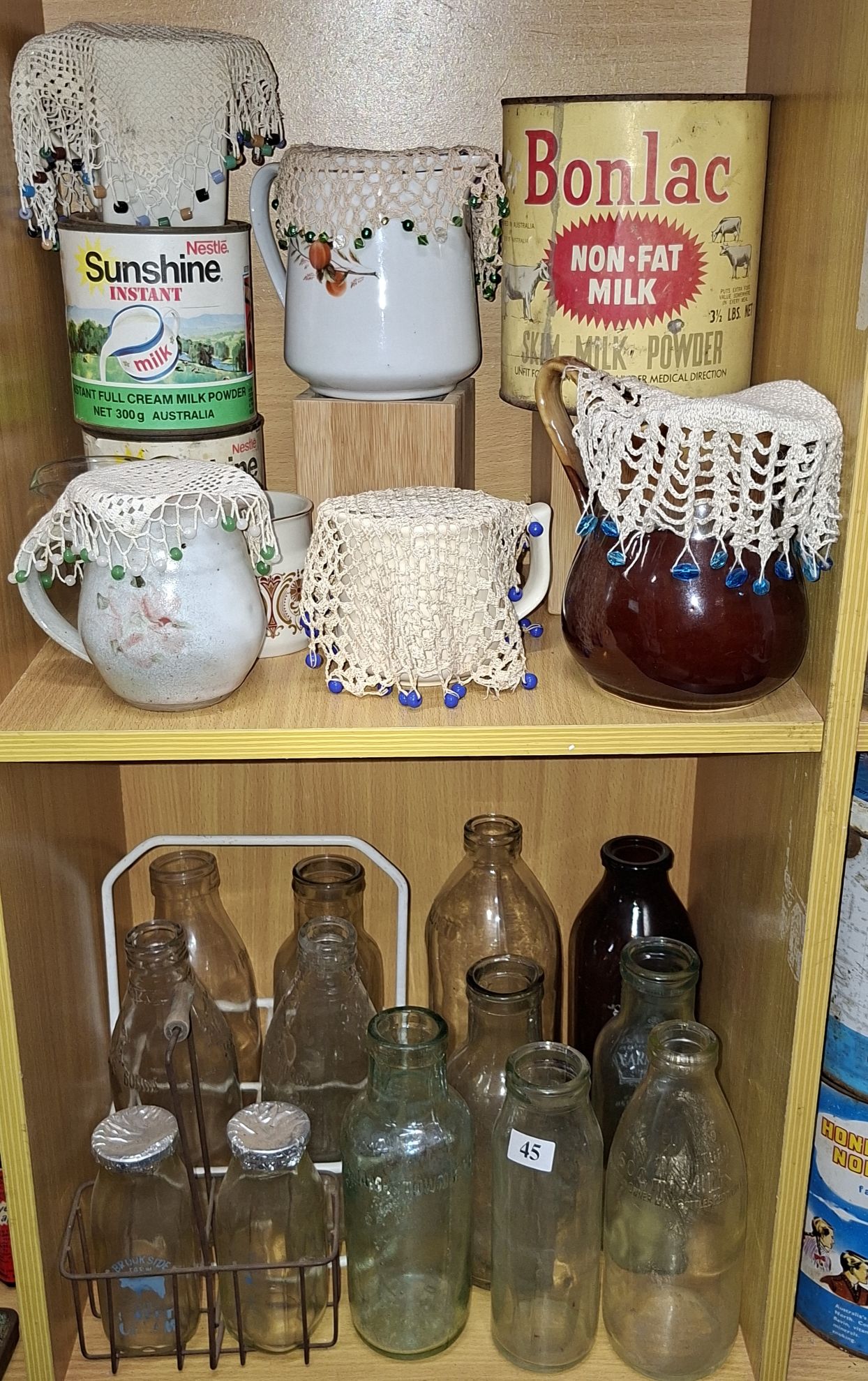 GLASS BOTTLES, JUGS ETC
