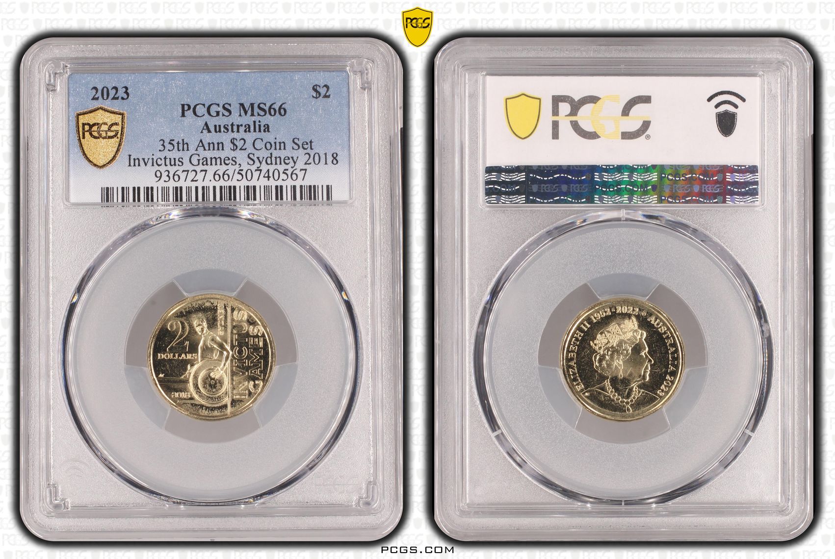 35th Ann $2 Coin SetInvictus Games, Sydney 2018 , Two Dollar, 2023, PCGS MS66