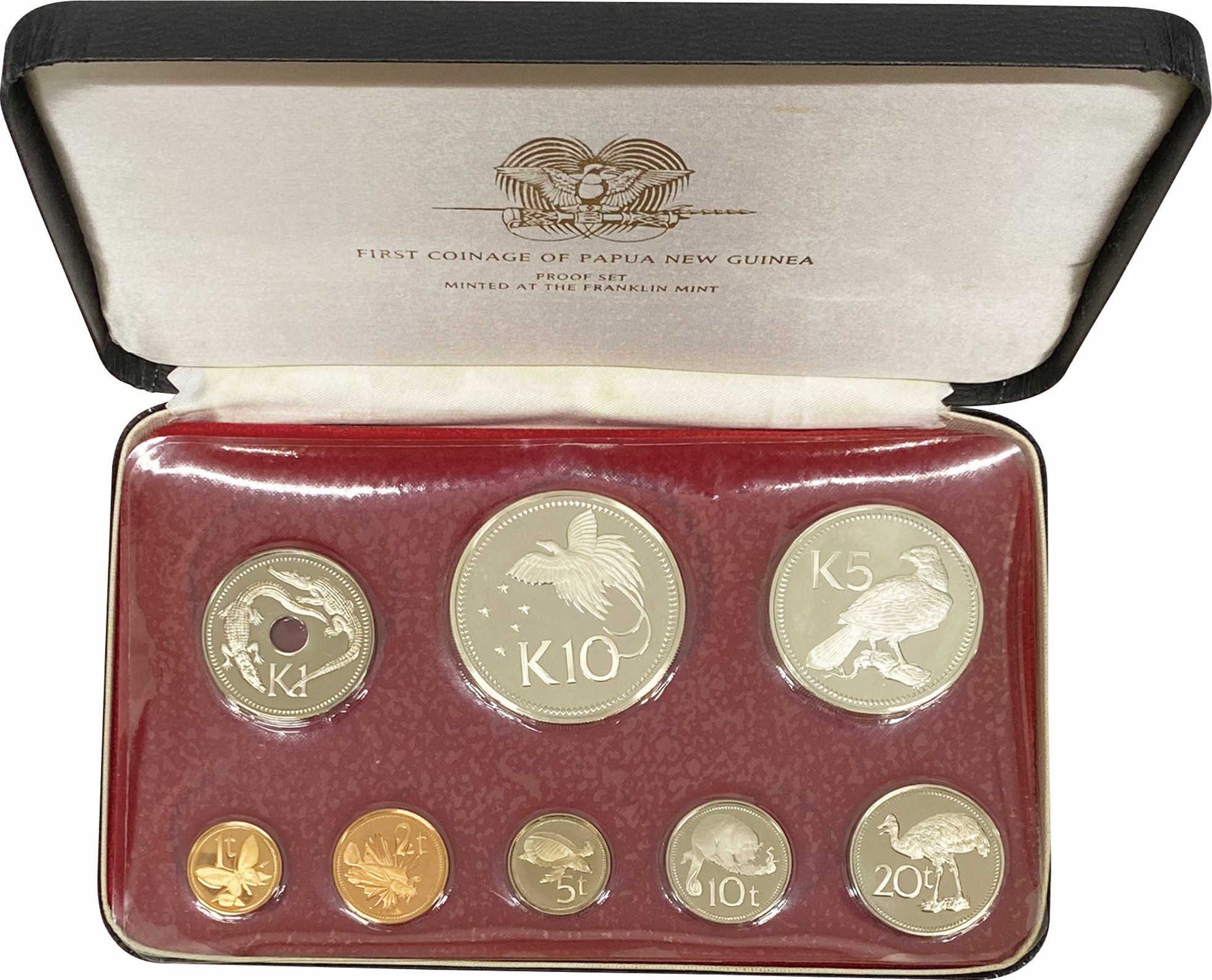 パプアニューギニア プルーフセット 初代1975年製 パプアニューギニア-Papua New Guinea. プルーフ. Proof. 初の公式通貨
