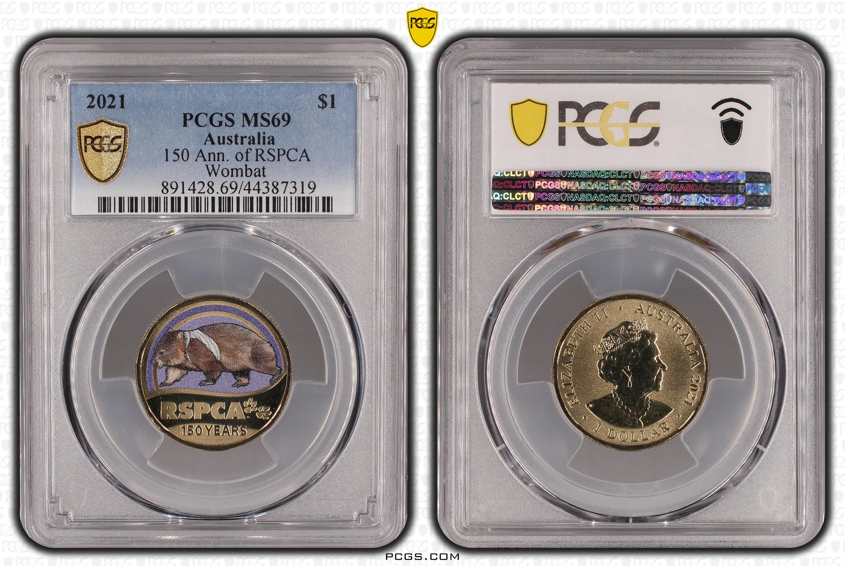 238 · 2021 Australia One Dollar, $1 150 Ann. of RSPCA Wombat PCGS - MS69 POP 7/0 -319