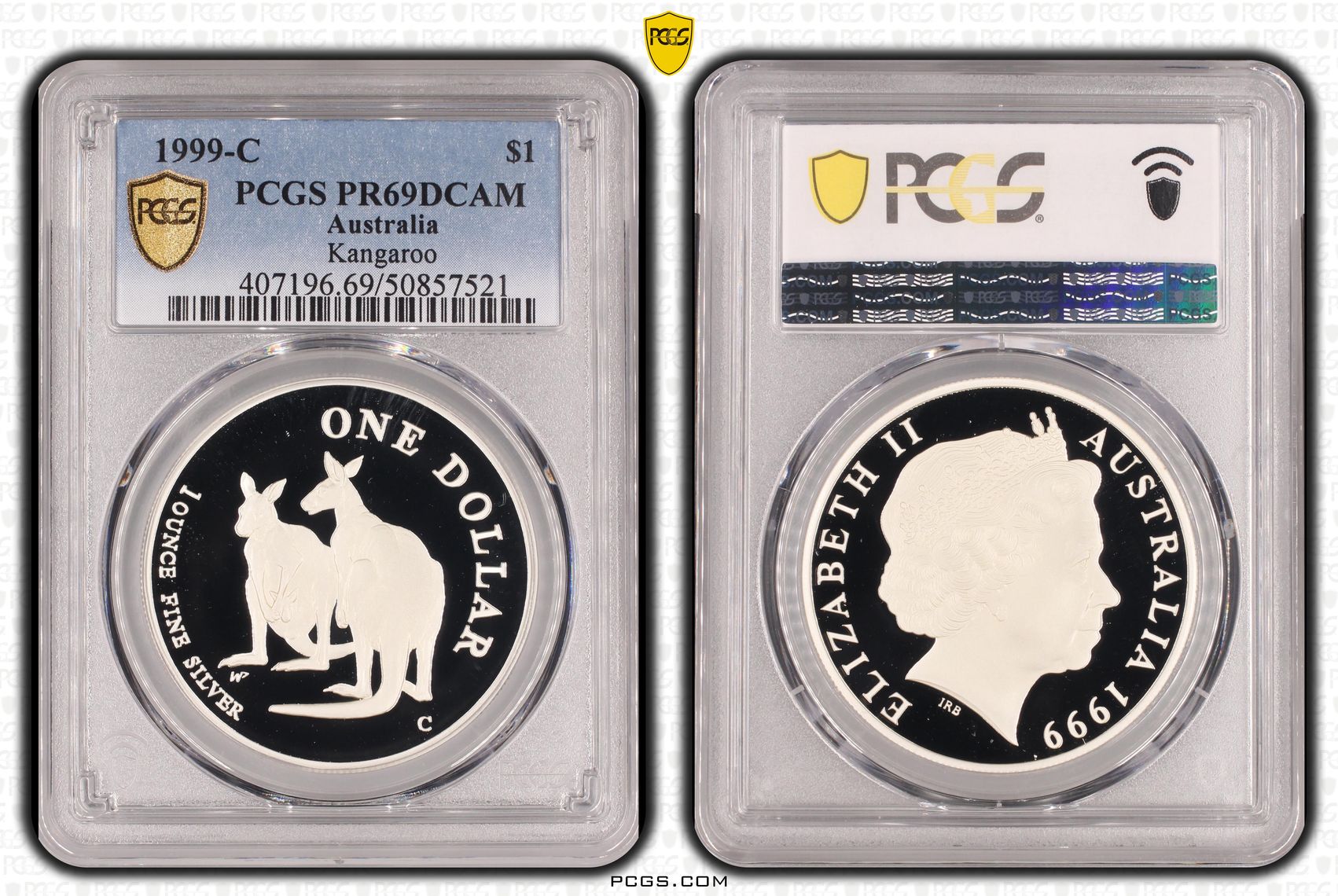 Kangaroo 1oz Silver, One Dollar, 1999-C, PCGS PR69DCAM