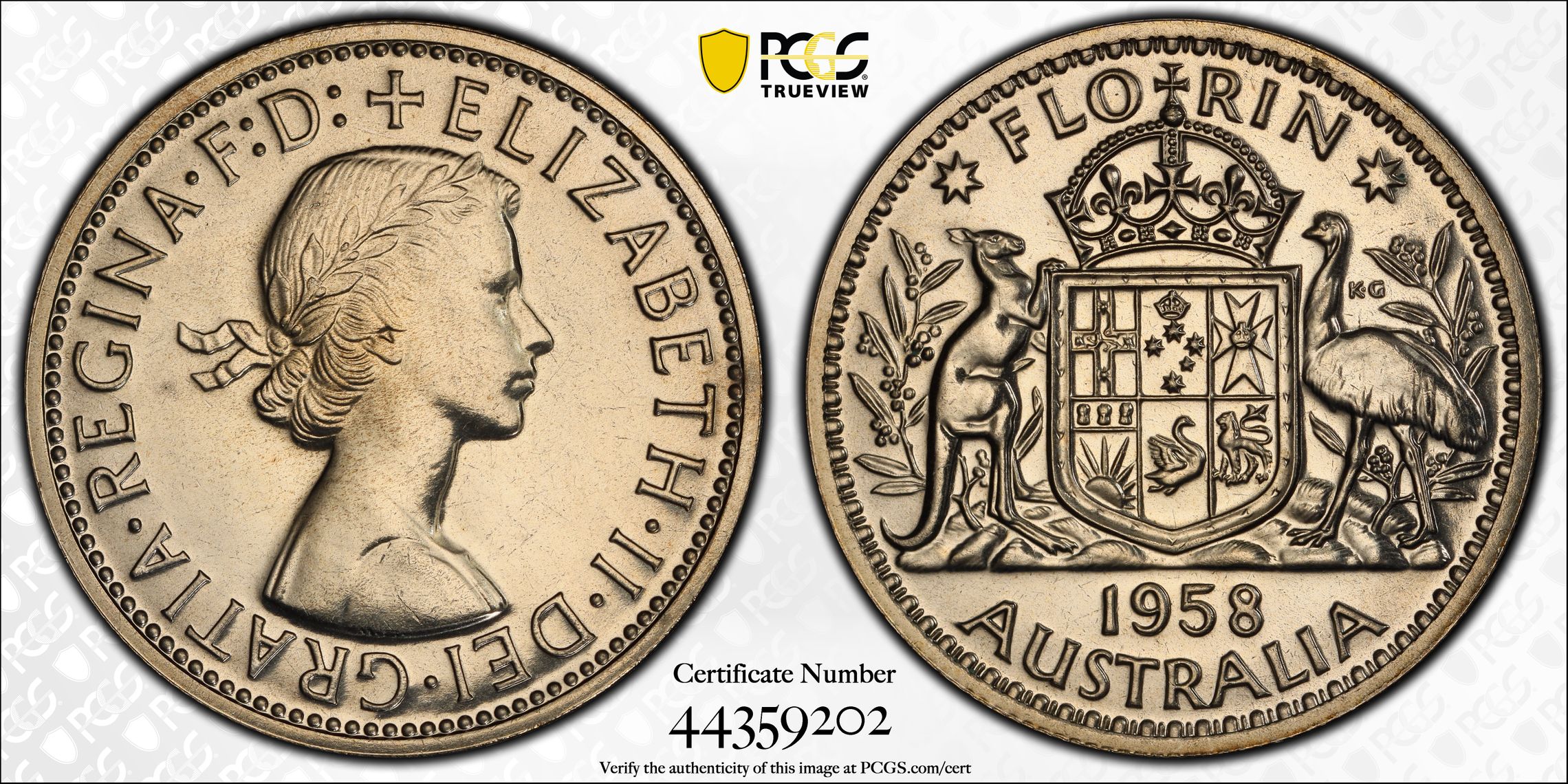 1958(m) Australia Florin Silver PCGS - PR66 -202