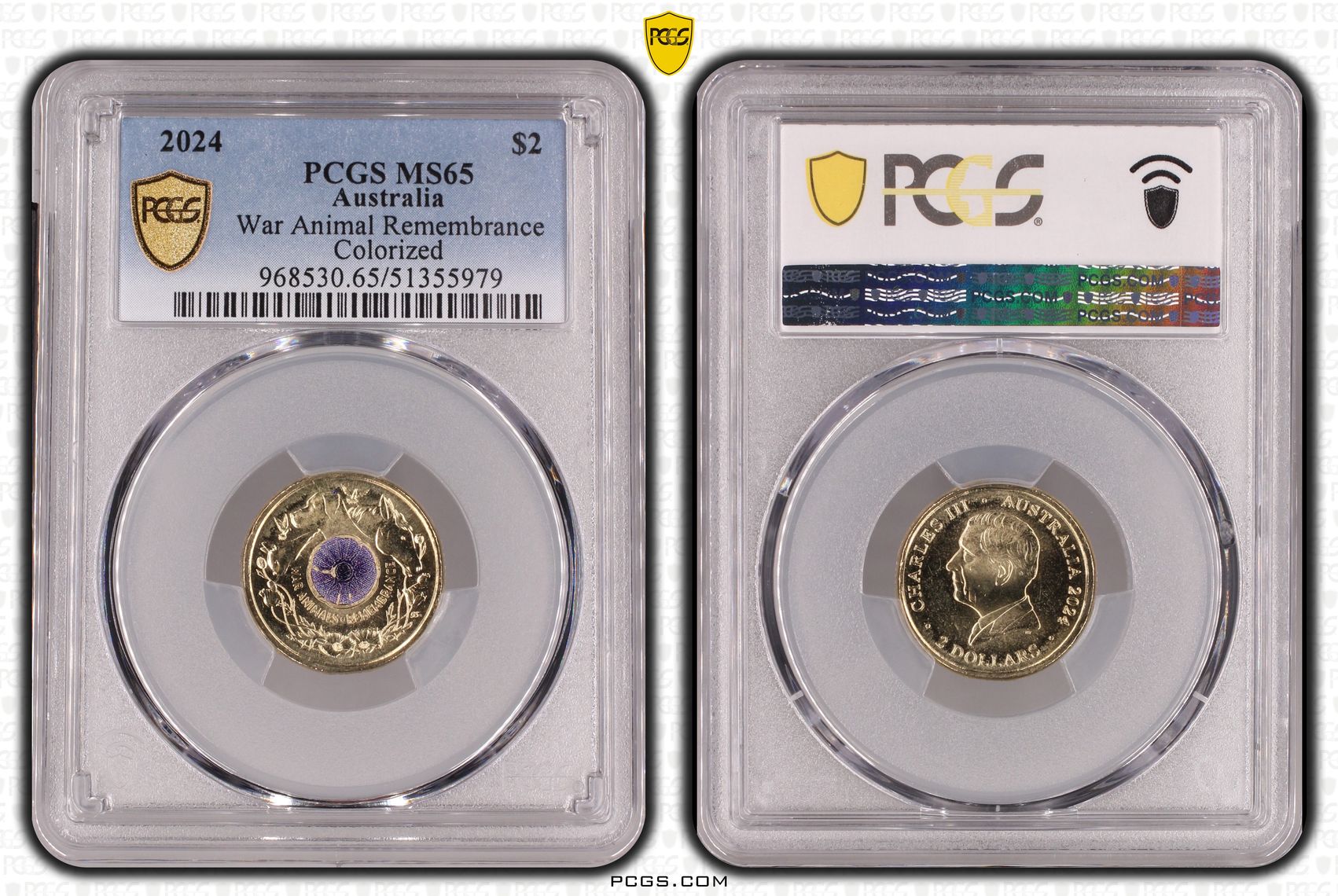 War Animal Remembrance Colorized, Two Dollar, 2024, PCGS MS65