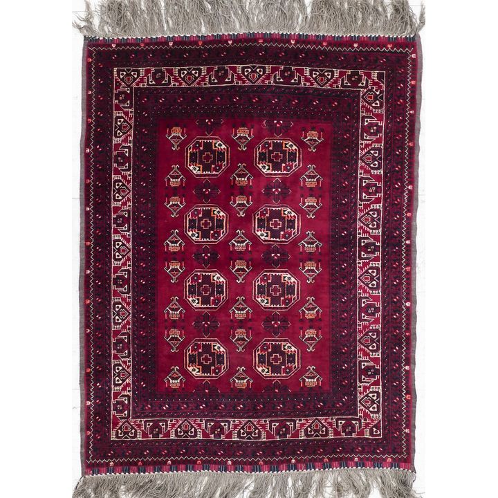 Turkmen Red Oriental Rug 3'6''x4'6''