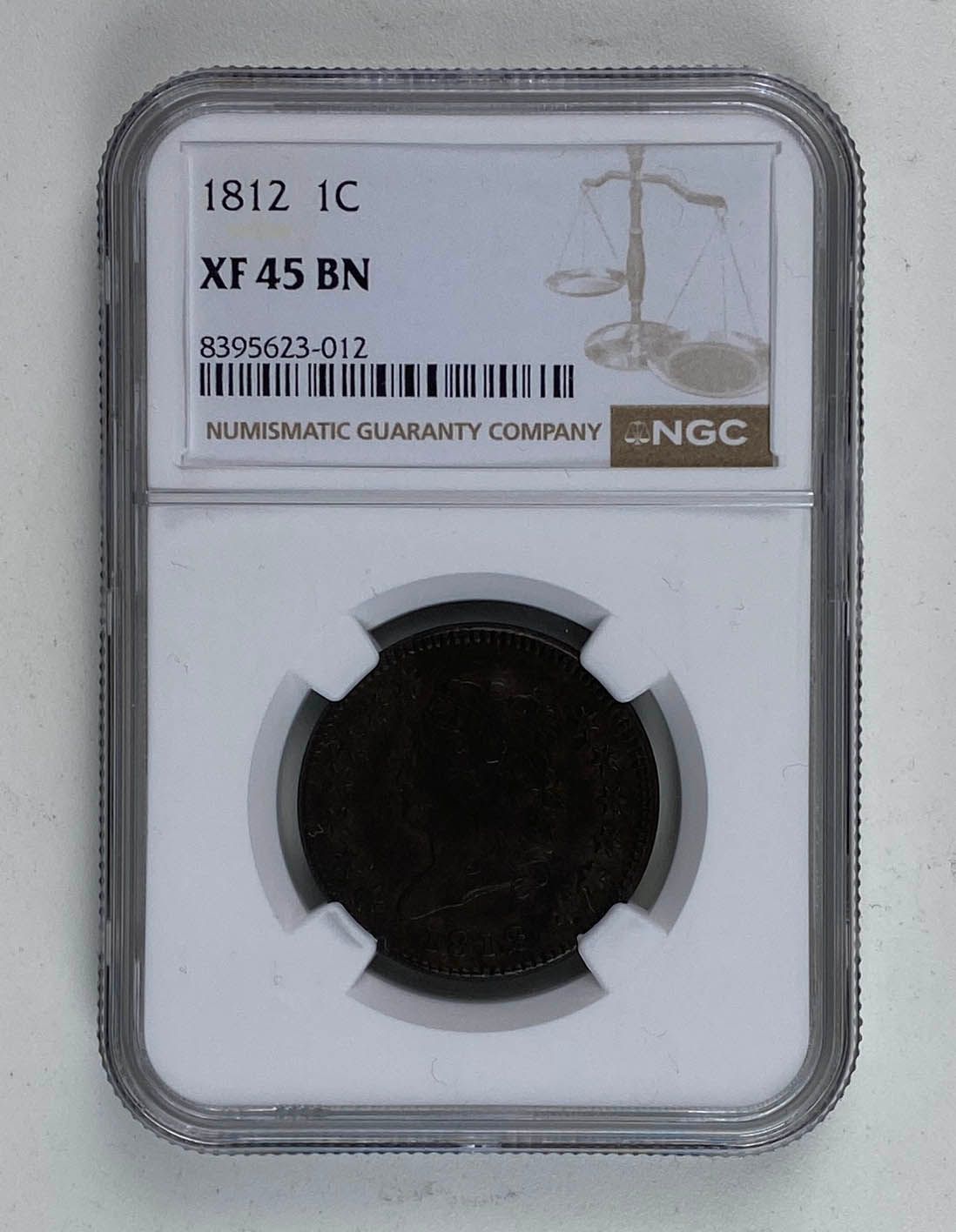1812 Classic Head Large Cent. Small Date. S-290. Rarity 1. NGC XF 45 BN ...