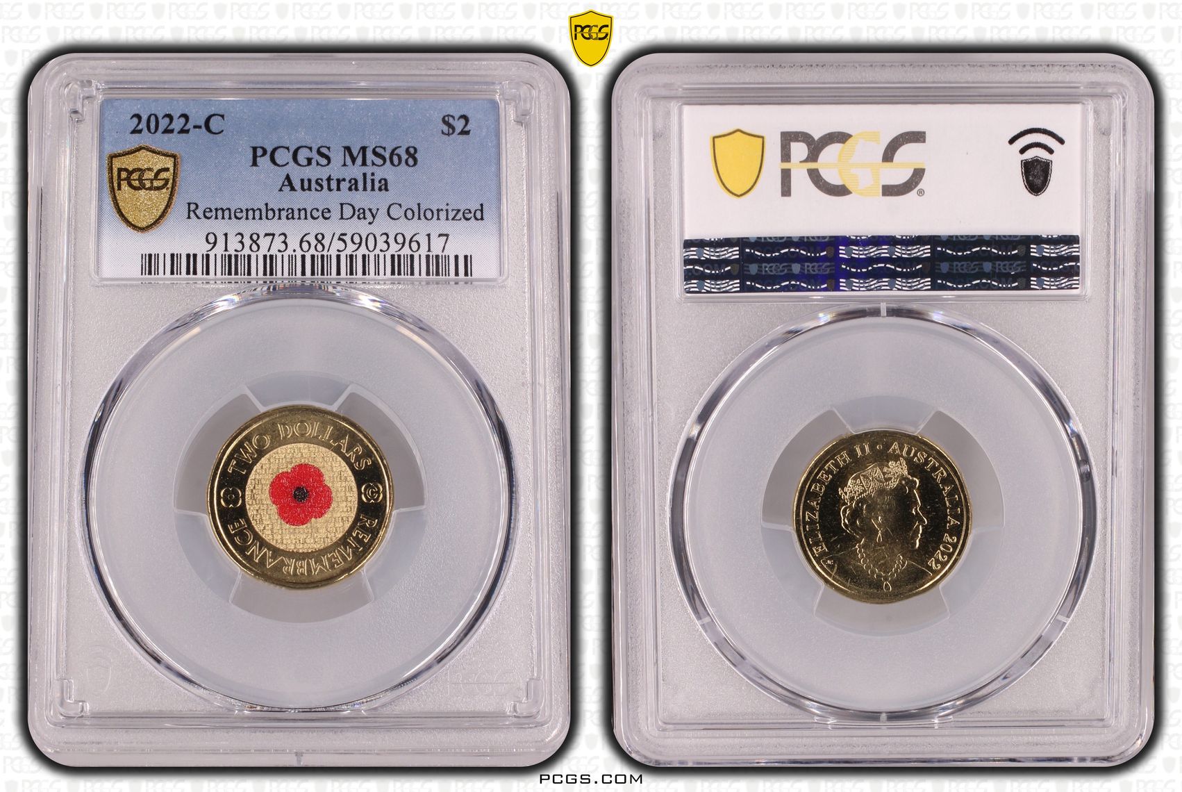 Remembrance Day Red Poppy, Two Dollar, 2022-C, PCGS MS68