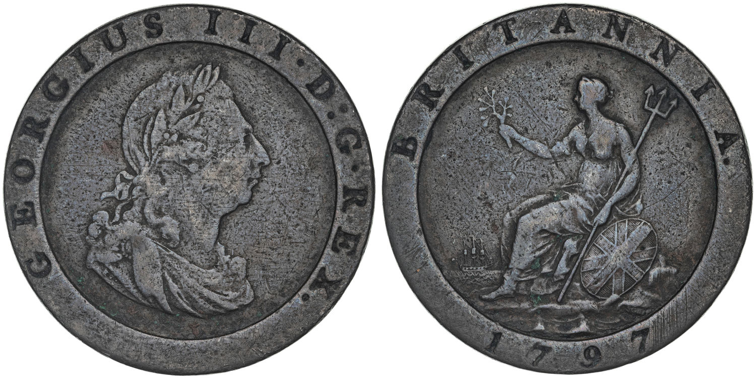 Great Britain, George III, Cartwheel, One Penny, 1797, VG