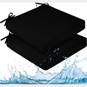 DOWNLUXE OUTDOOR CHAIR CUSHIONS FOR PATIO FURNITURE, WATERPROOF SQUARE CORNER MEMORY FOAM PATIO CHAIR CUSHION WITH ADJUSTABLE TIES