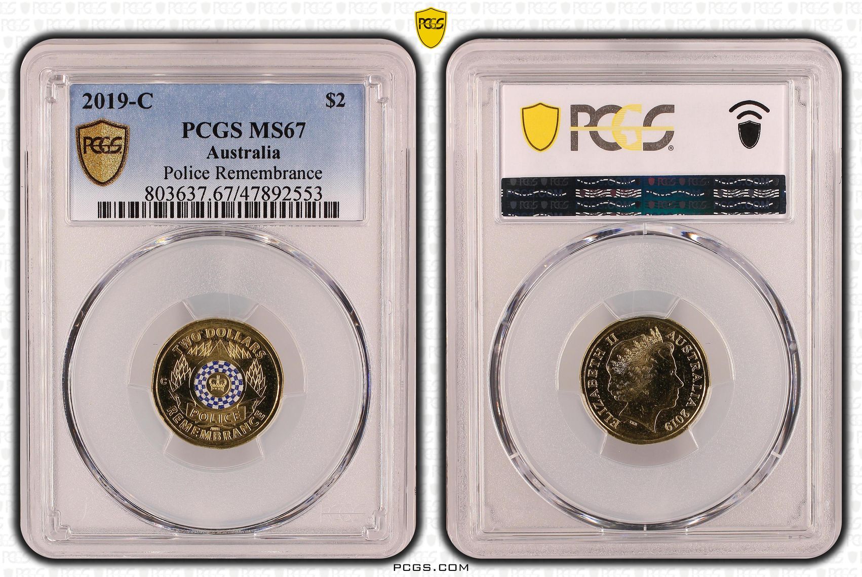 Elizabeth II, Police Remembrance, Two Dollar, 2019-C, PCGS MS67