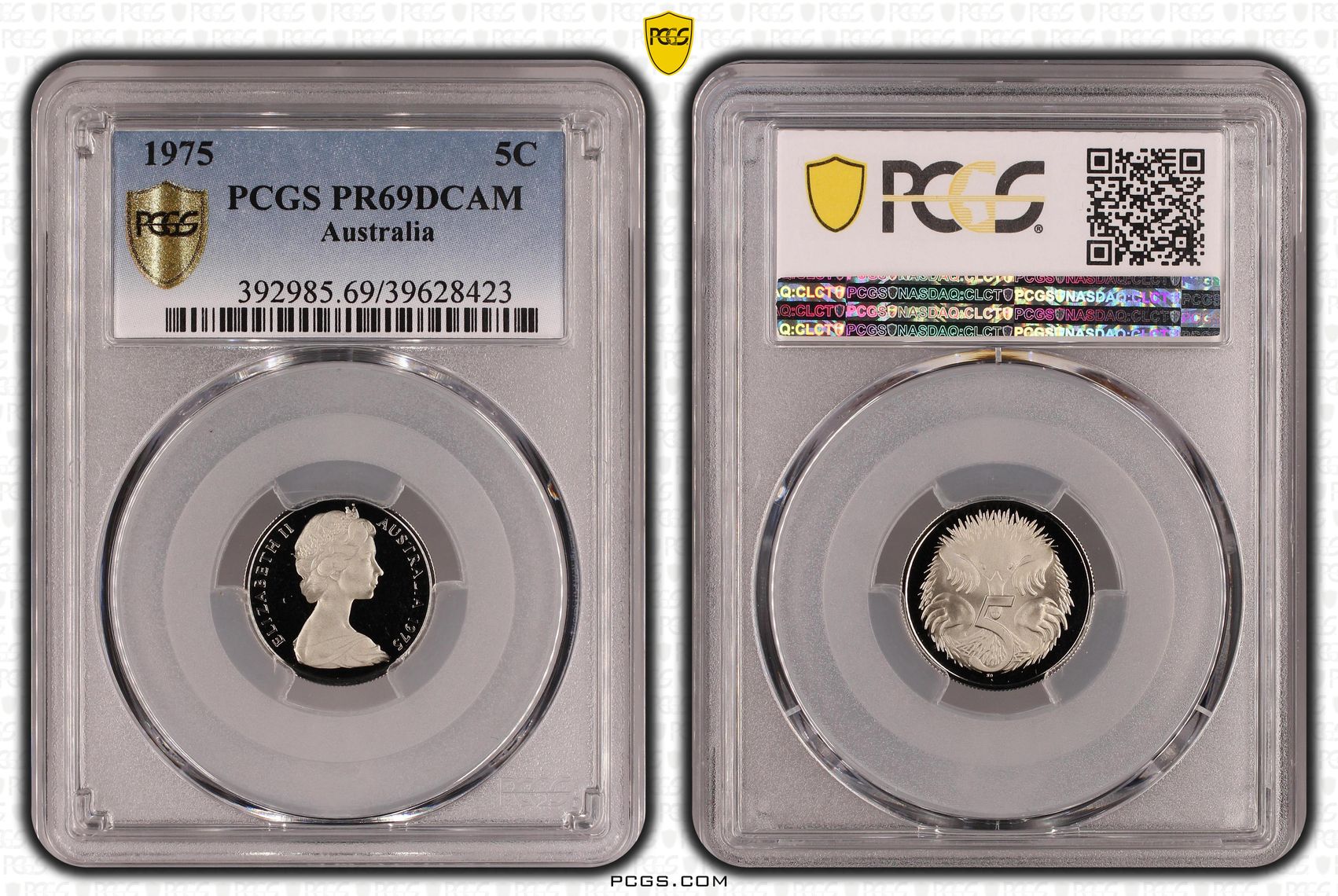 Elizabeth II, Five Cent, 1975, PCGS PR69DCAM