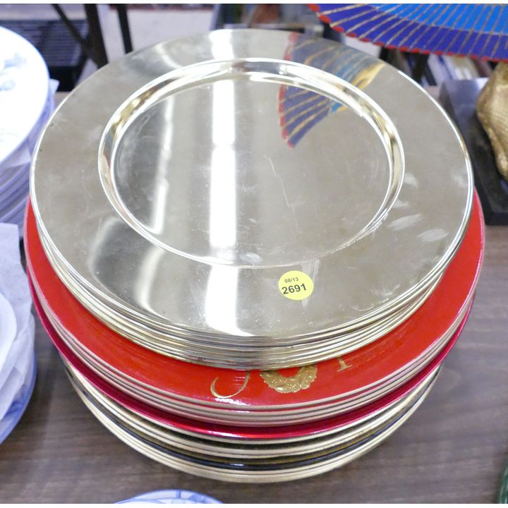 27pc Lacquered and Brass Chargers- 13''