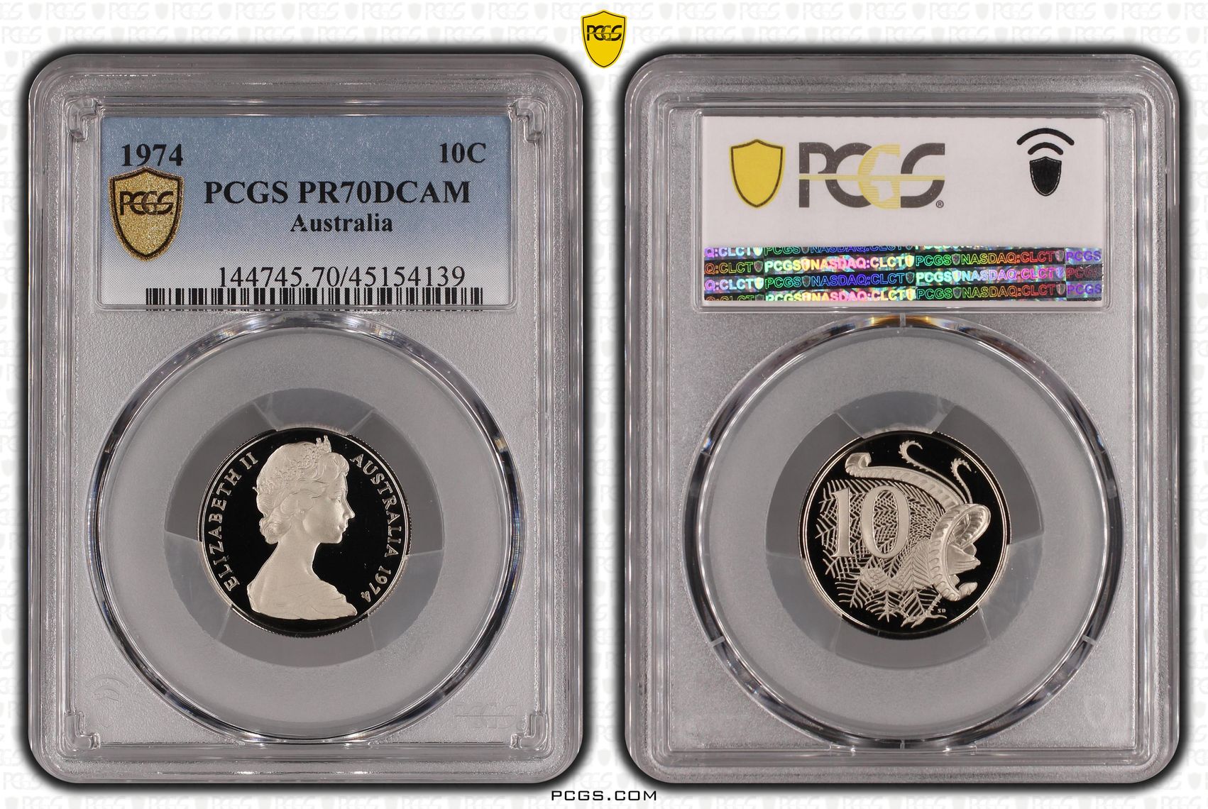 1974 Australia Ten Cent, 10c Proof PCGS - PR70DCAM POP 2/0 -139