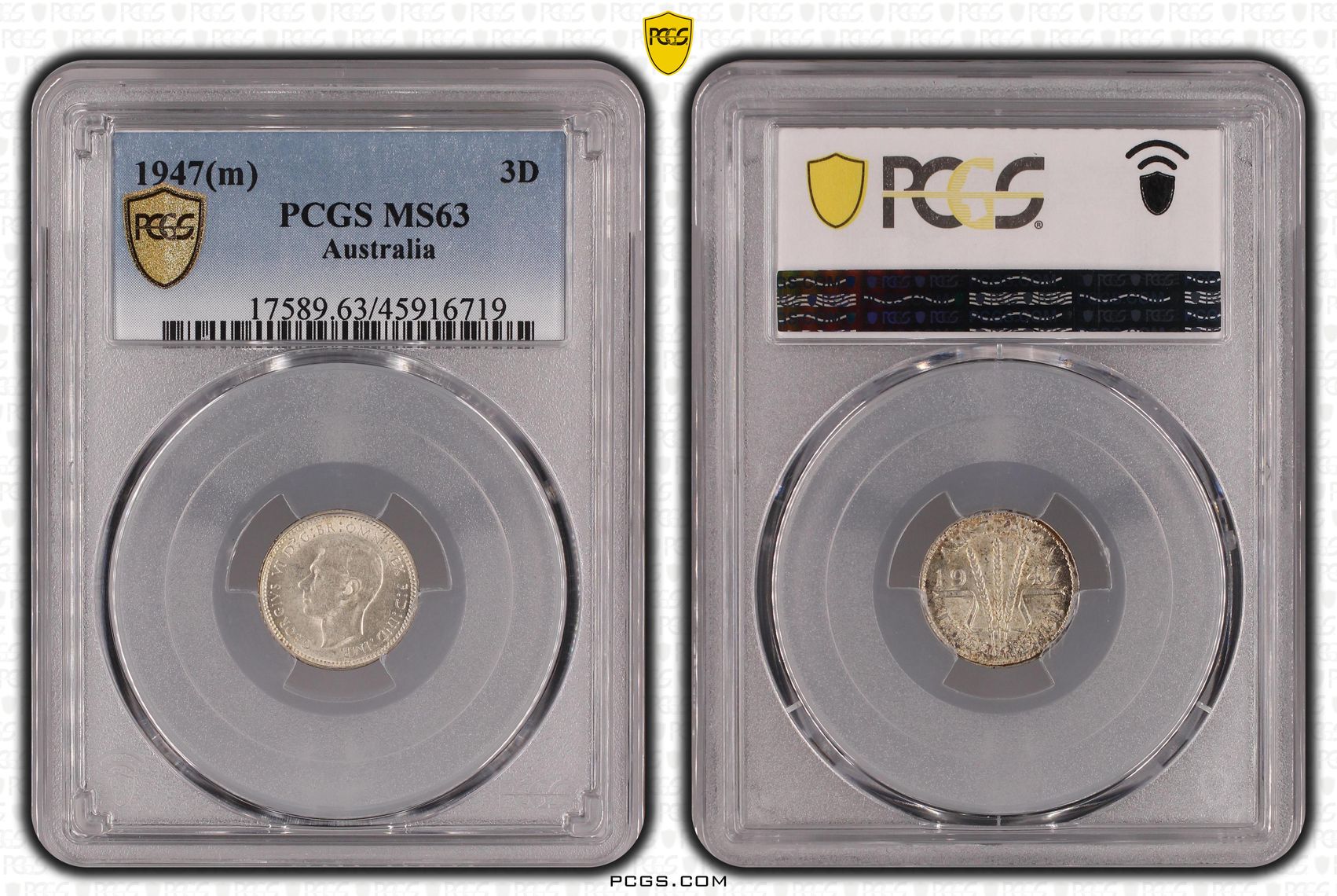 1947(m) Australia Threepence Silver PCGS - MS63 -719