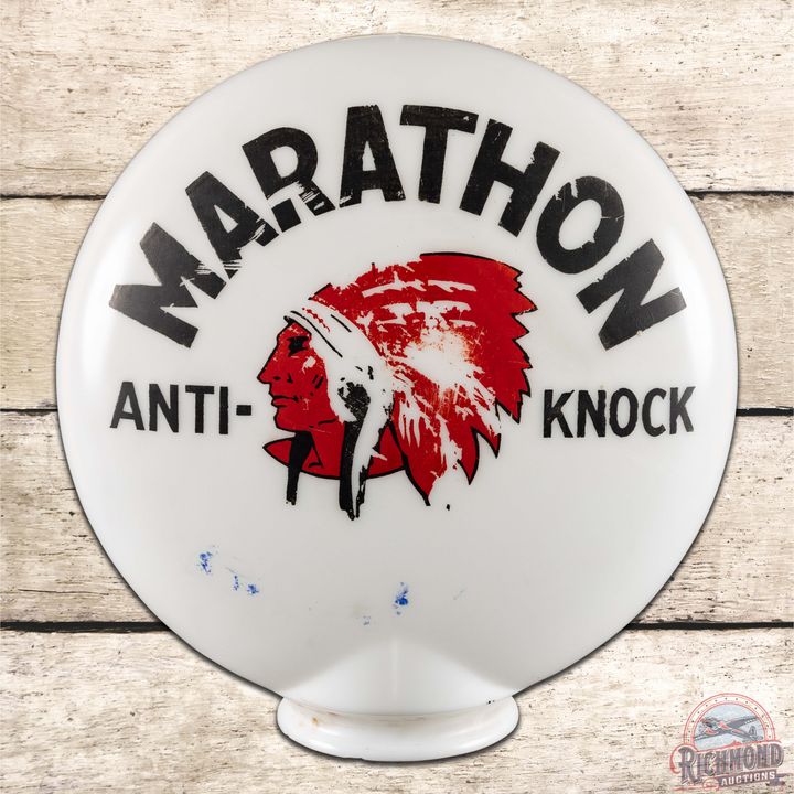 Marathon Hi-Test OPB Milk Glass Globe Red Indian