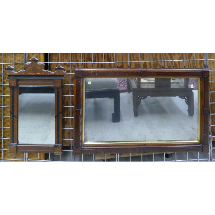 2pc Victorian Walnut Framed Hanging Mirrors- largest 22x34''
