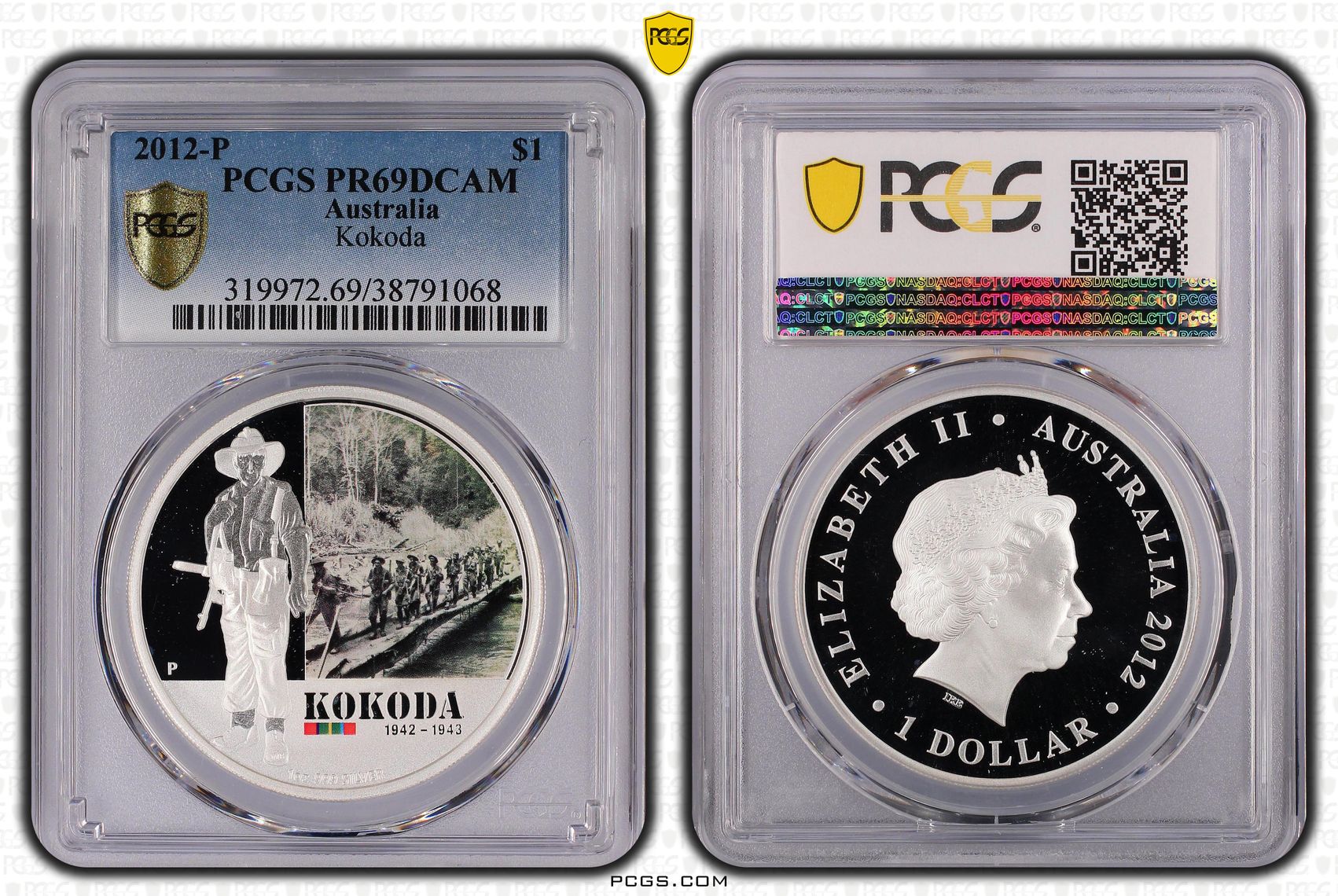 2012-P Australia One Dollar, $1 Proof Kokoda PCGS - PR69DCAM -068