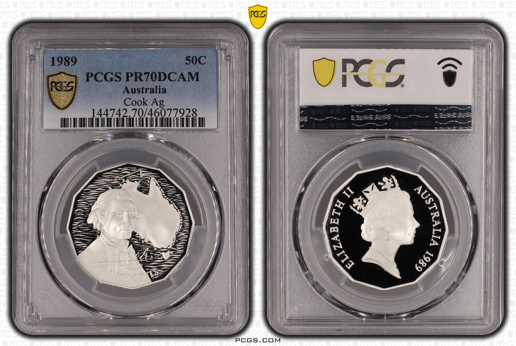 Elizabeth II, Silver Cook, Fifty Cent, 1989, PCGS PR 70DCAM