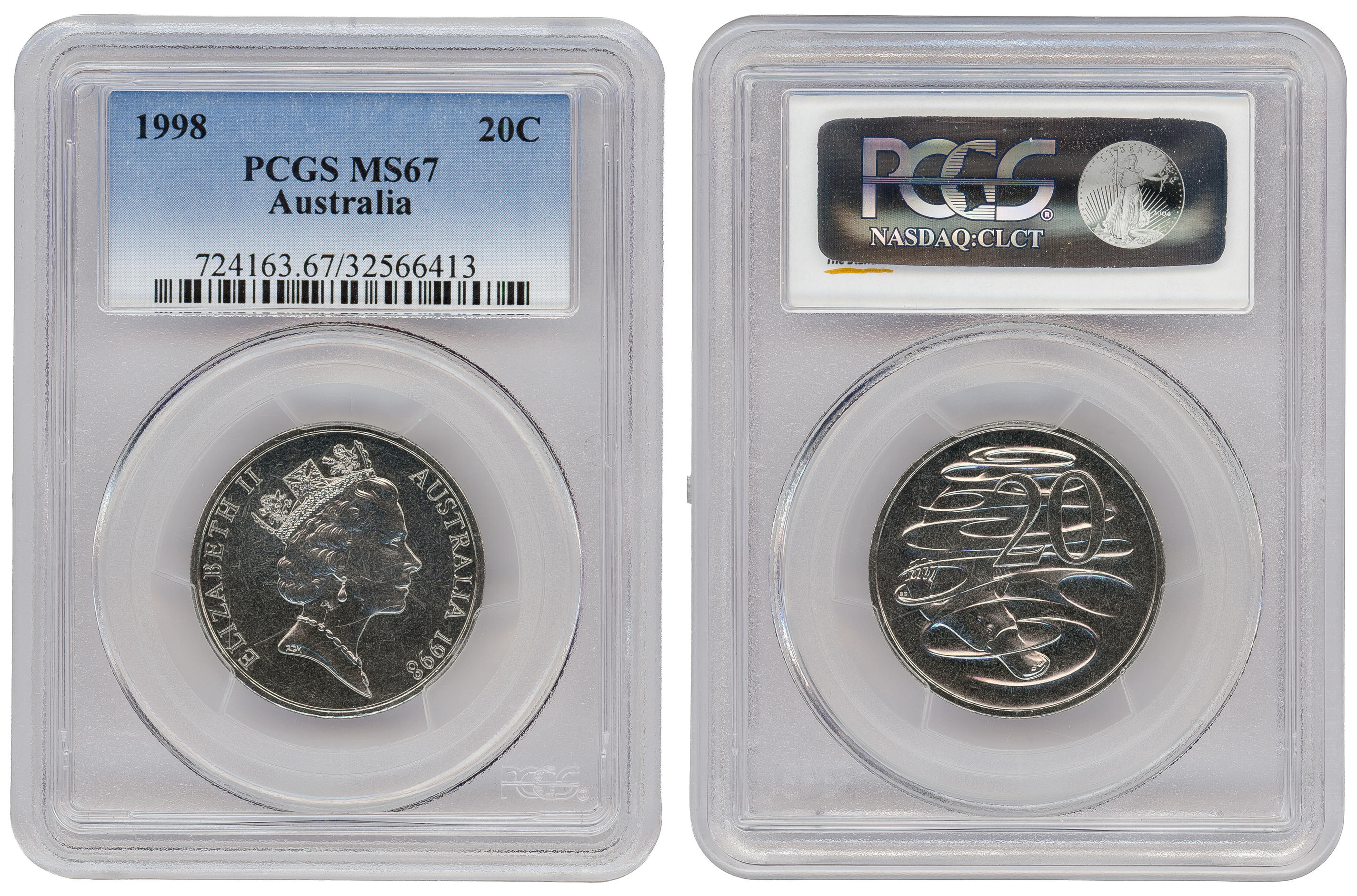Twenty Cent, 1998, PCGS MS67