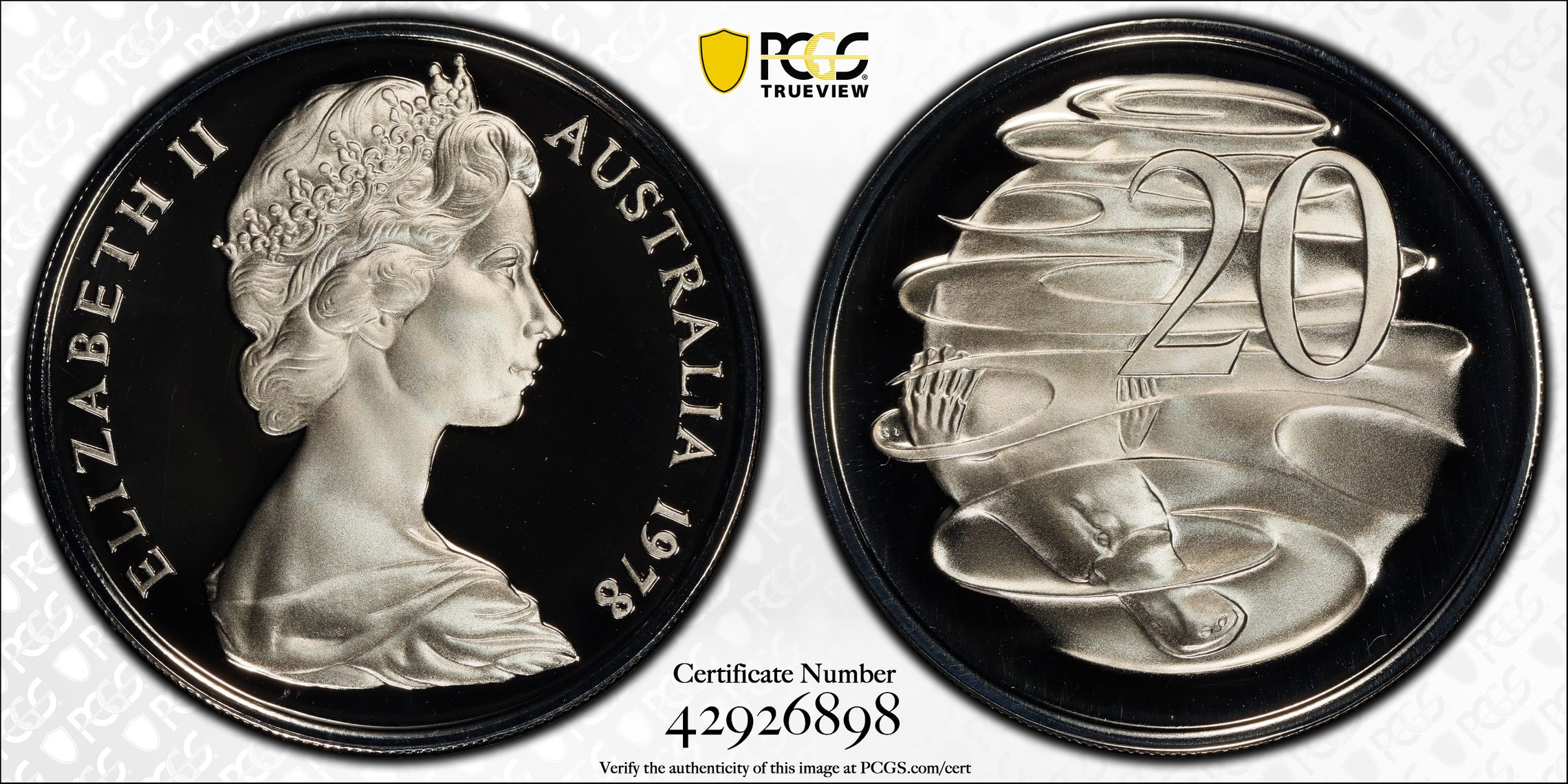 Twenty Cent, 1978, PCGS PR69DCAM