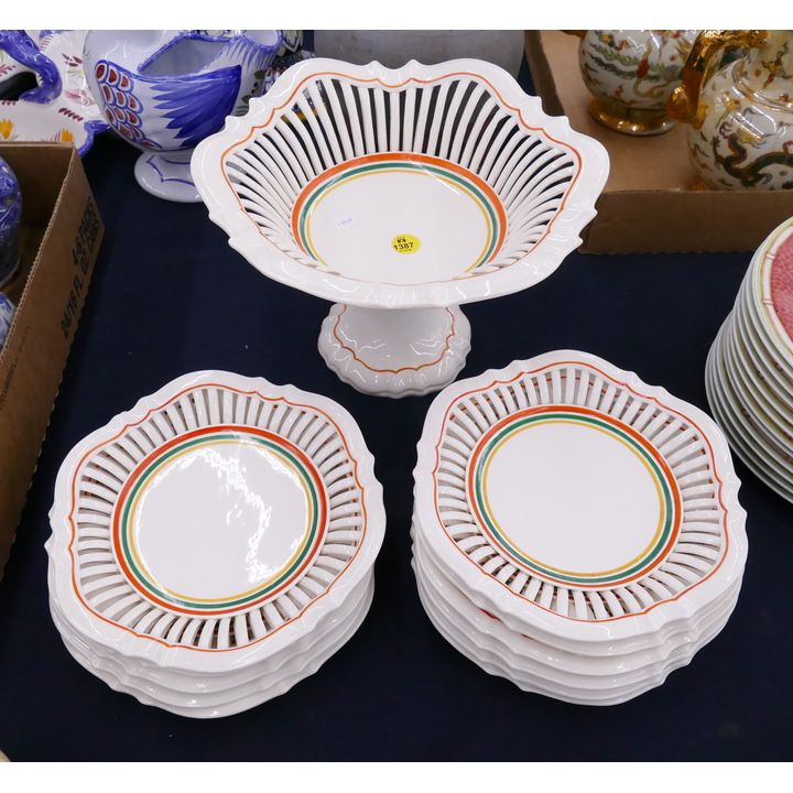12pc Max Roesler Art Deco Compote & Plate Set- 10'' diameter largest