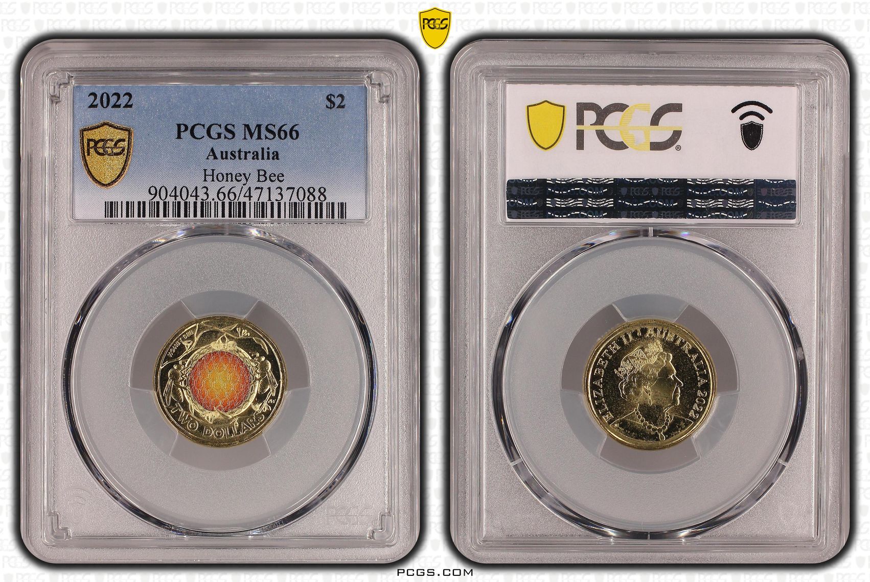 Elizabeth II, Honey Bee Colorized, Two Dollar, 2022, PCGS MS66