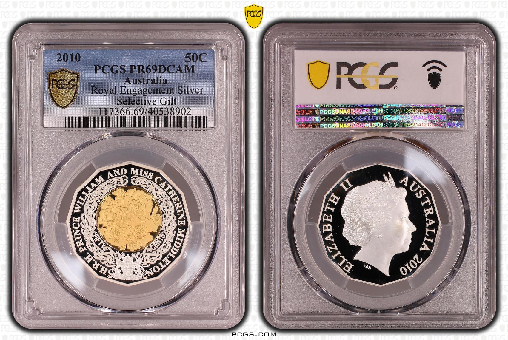 313 · 2010 Australia Fifty Cent, 50c Silver Royal Engagement Silver PCGS - PR69DCAM -902