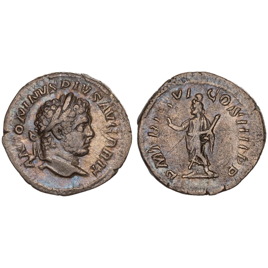 Roman Empire, Caracalla, Denarius,  VF - gVF