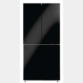 GOLDAIR 500L 4 DOOR REFRIGERATOR WITH BLACK GLASS FINISH GFR-500B -1 DOOR CRACKED