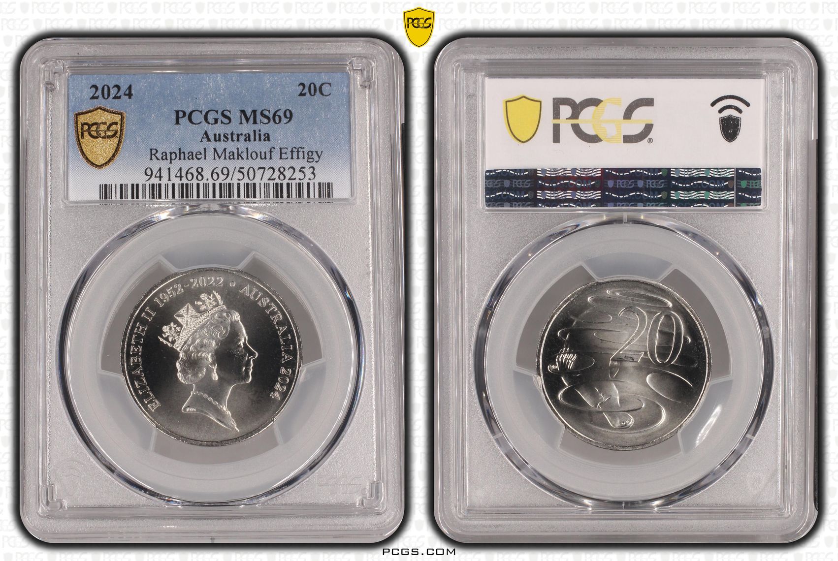 Raphael Maklouf Effigy POP 4/0, Twenty Cent, 2024, PCGS MS69