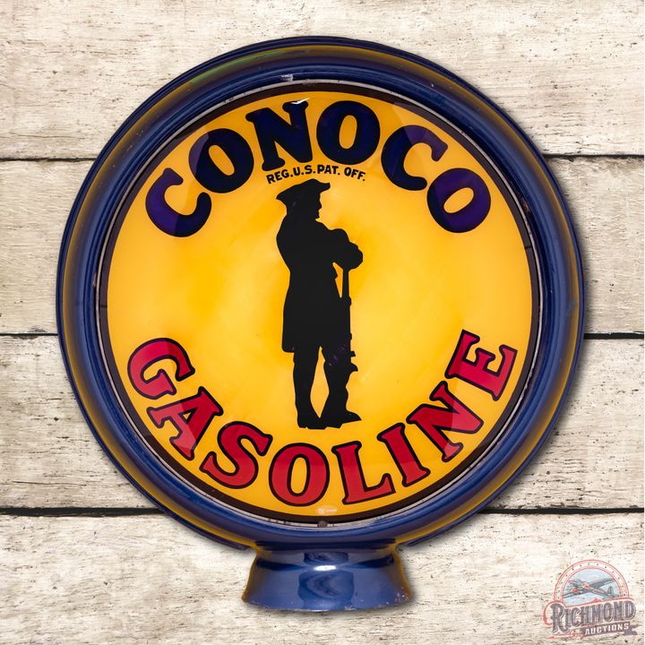 15" Conoco Gasoline & Soldier Silhouette Single Globe Lens & Body TAC 9